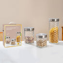 Recipientes Redondos Vidrio Herméticos con Tapa de Acero Inoxidable (Set de 3 Piezas). Envases para Cocina. Frascos De Almacenamiento de Alimentos Secos