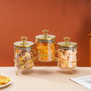Recipientes de Vidrio Herméticos con Soporte Metálico Dorado. Envases Decorativos para Cocina, Dulces, Snacks y Pasta.