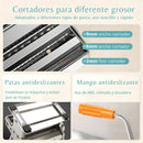 Máquina Manual para Hacer Pasta y Fideos de Acero Inoxidable con 6 Niveles de Grosor y 3 Cortes Ajustables. 230X210X195mm