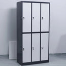 Locker Casilleros metálicos de 6 casillas 2 niveles con barra de ropa repisa y cerradura de llave 1850x900x450mm