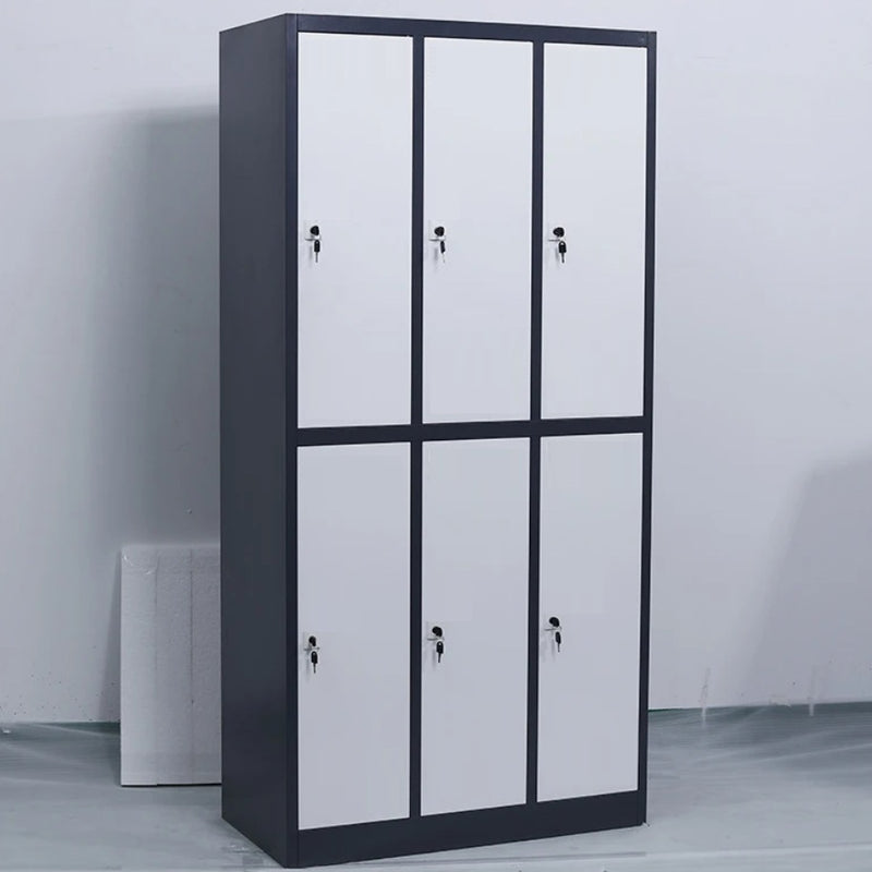 Locker Casilleros metálicos de 6 casillas 2 niveles con barra de ropa repisa y cerradura de llave 1850x900x450mm