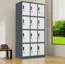 Locker Casilleros metálicos de 12 casillas 4 niveles con cerradura de llave 1850x900x450mm