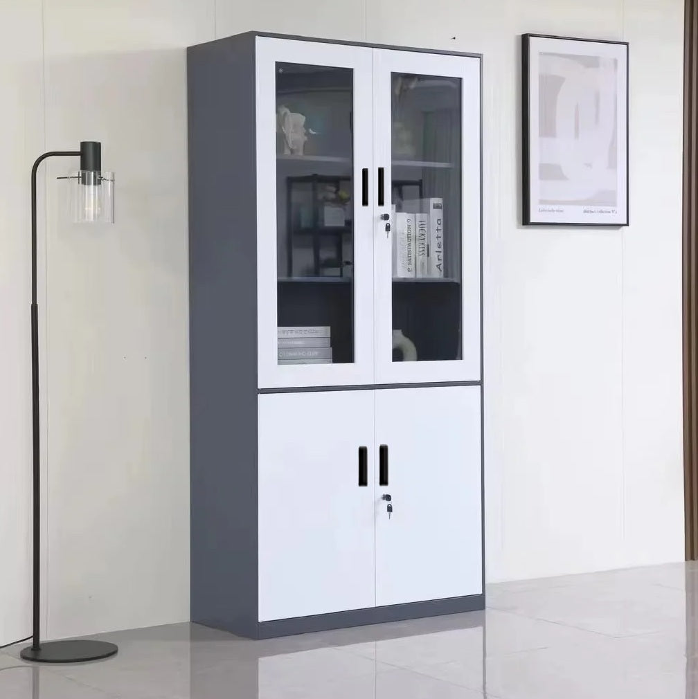 Mueble metalico Gabinete armado estructura plegable cuatro puertas dos repisas superiores una inferior 1850x900x400mm