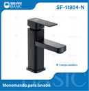 Grifo de Lavamanos negro con Mezclador Monomando. Pluma Llave de Baño en Acero Inoxidable.