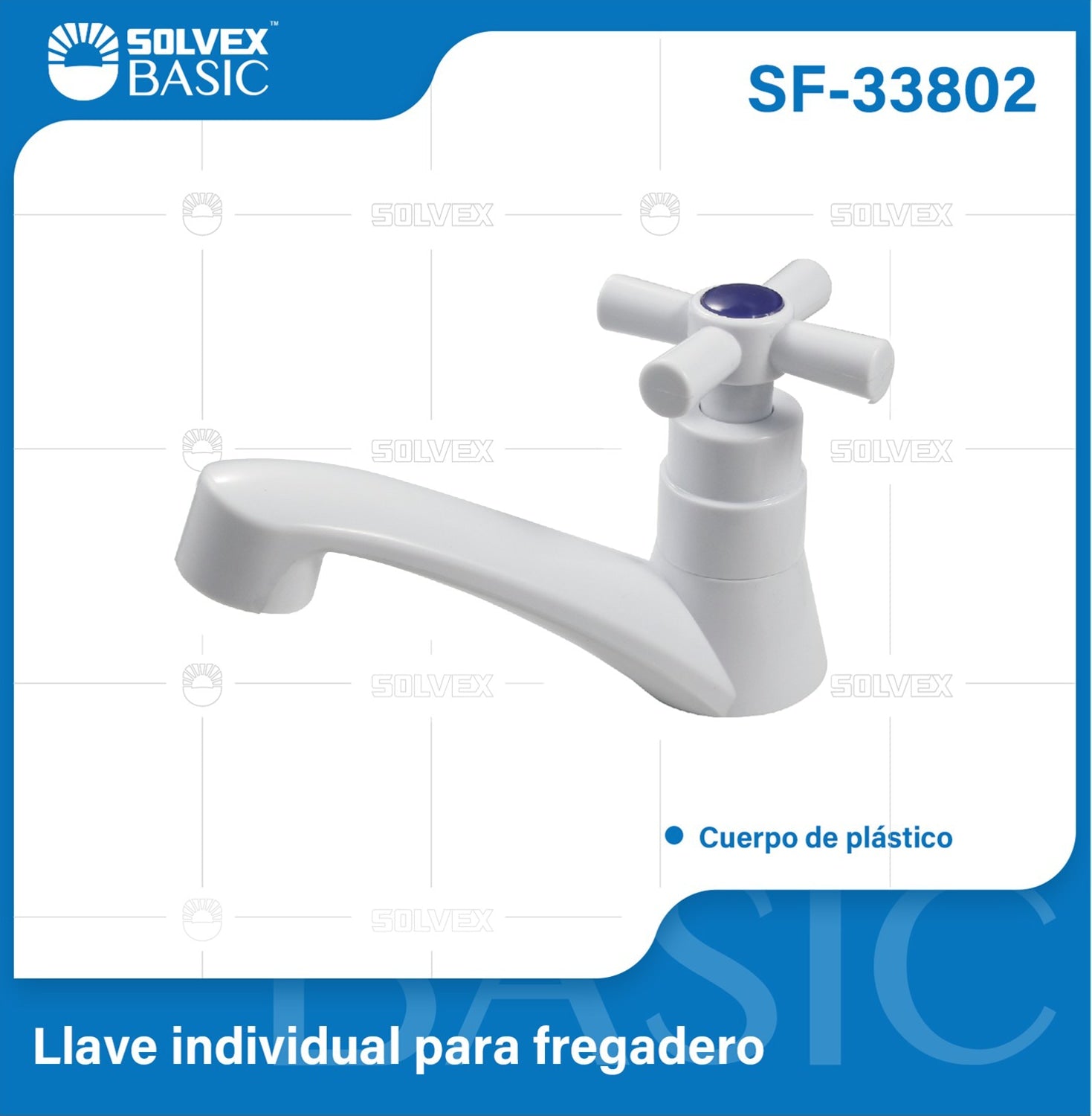 Grifo de Lavamanos Blanco en Plástico. Pluma Llave Individual con Cartucho y Mango de Plástico.