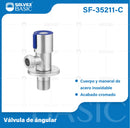 Llave de Ángulo para Lavamanos y fregadores. Válvula cromada de Acero Inoxidable.