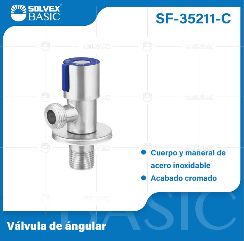 Llave de Ángulo para Lavamanos y fregadores. Válvula cromada de Acero Inoxidable.