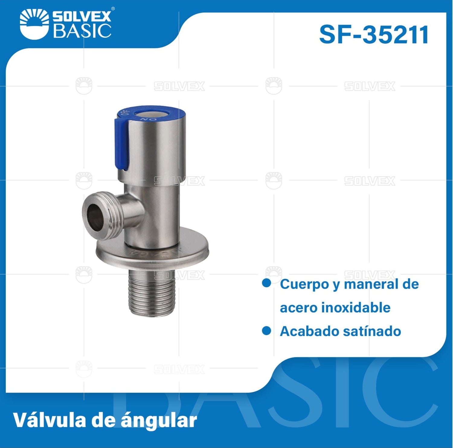 Llave de Ángulo para Lavamanos y fregadores. Válvula de Acero Inoxidable Satinado.