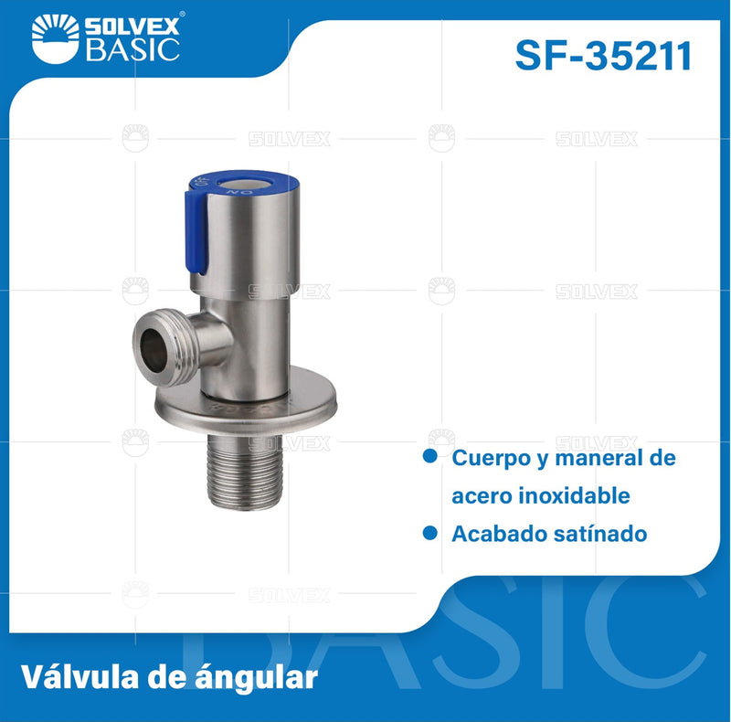 Llave de Ángulo para Lavamanos y fregadores. Válvula de Acero Inoxidable Satinado.