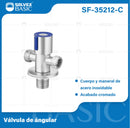 Llave de Ángulo Doble para Lavamanos y fregadores. Válvula cromada de Acero Inoxidable.