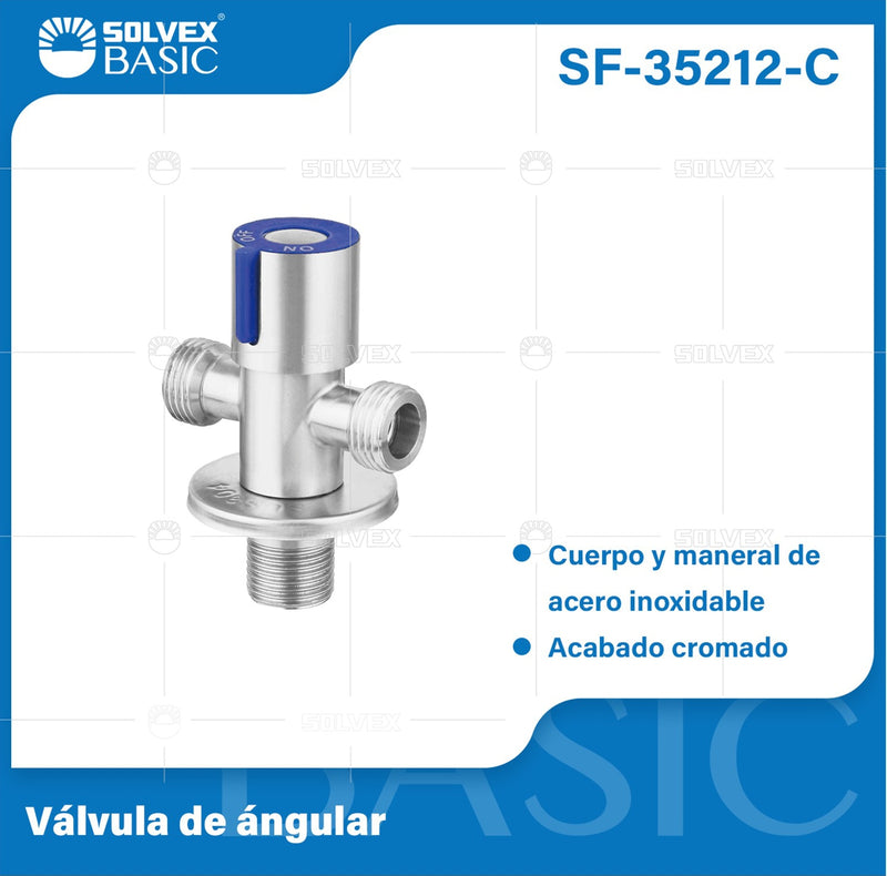 Llave de Ángulo Doble para Lavamanos y fregadores. Válvula cromada de Acero Inoxidable.