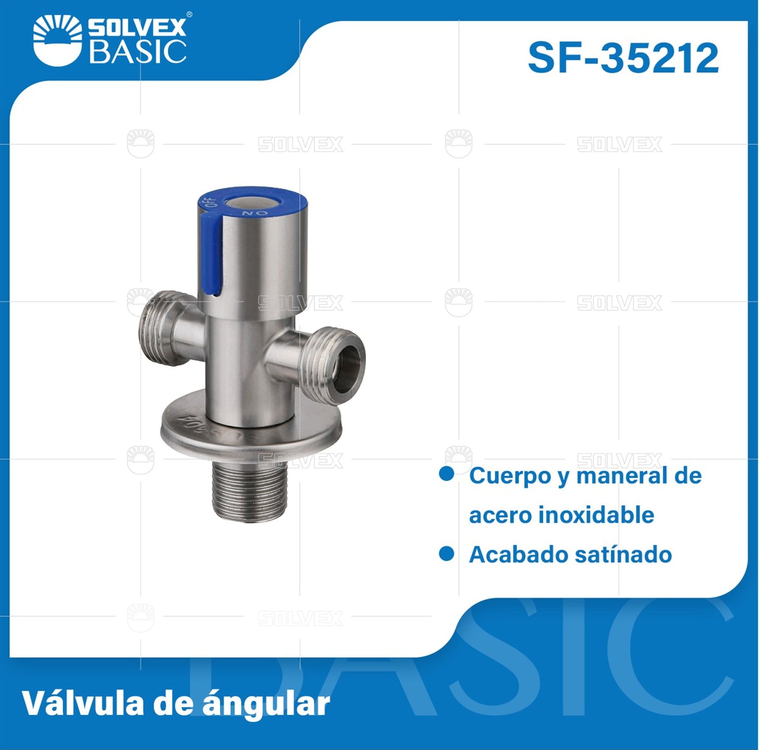 Llave de Ángulo Doble para Lavamanos y fregadores. Válvula Satinada de Acero Inoxidable.
