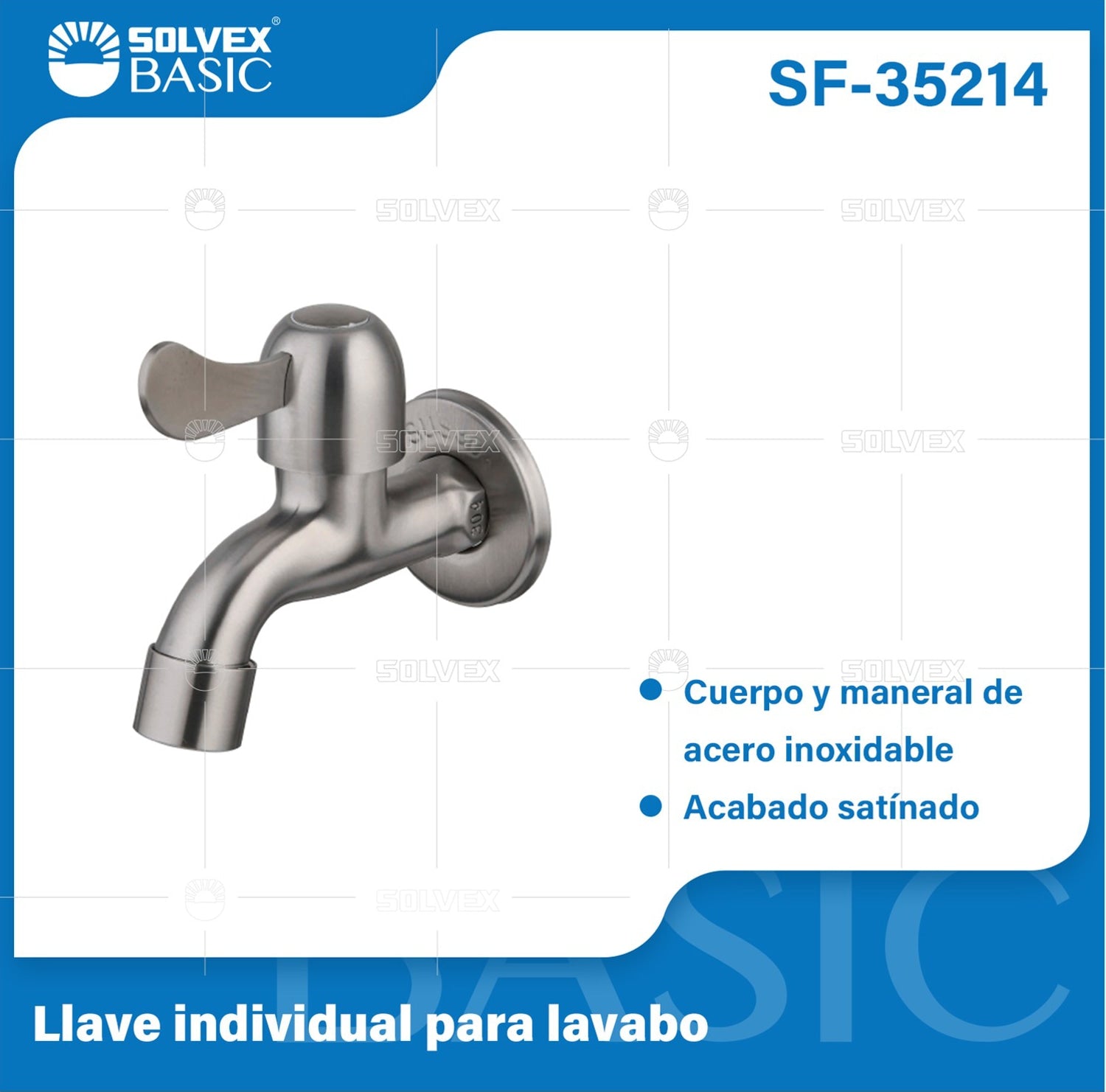 Llave de Agua para Pared Satinada. Pluma Grifo Individual en Acero Inoxidable con Tapa.