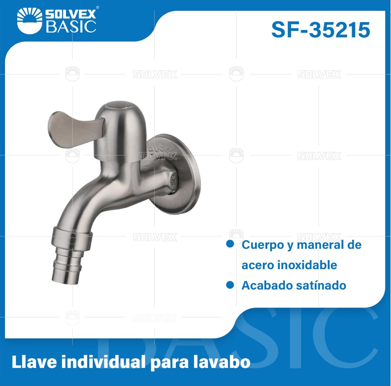 Grifo de Pared Satinado con Conector para Lavadora. Pluma Llave Individual de Acero Inoxidable.