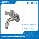 Grifo de Pared Satinado con Conector para Lavadora. Pluma Llave Individual de Acero Inoxidable.