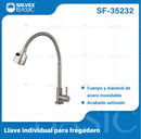 Grifo Individual para fregador. Pluma Llave con Rociador Flexible.