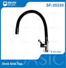 Grifo de Cocina Cromado con Cuello Flexible Negro. Pluma Llave Individual de Agua Fría para fregador.