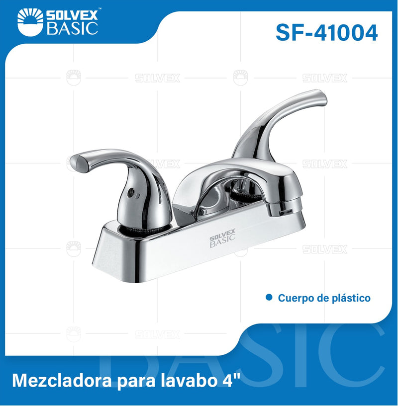 Grifo Mezclador 4" para Lavamanos con Manerales Tipo Palanca. Pluma Llave Cromada.