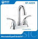 Grifo Mezclador 4" para Lavamanos. Pluma Llave Cromada con Tubo Inoxidable y Doble Maneral.