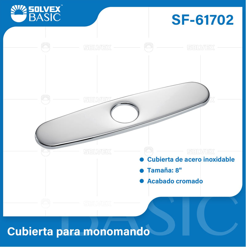 Cobertor Para Llave De Fregador 25 cm. Placa para grifo de acero inoxidable. Acabado cromado brillante.