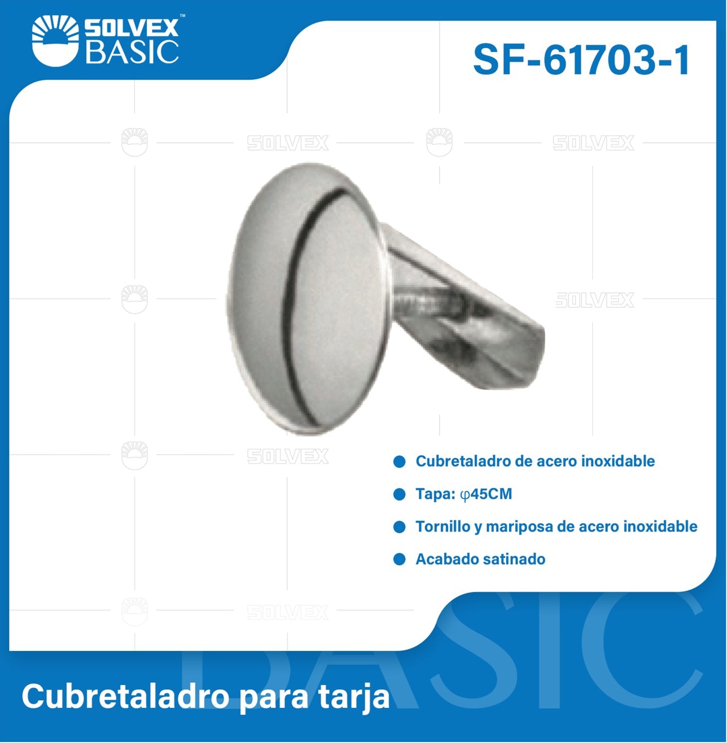 Tapón de acero inoxidable 45 mm. Tapa Cubre orificios en fregador o lavamanos. Acabado satinado.