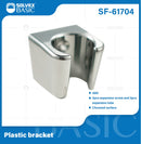 Soporte plástico cromado para ducha regadera de mano. Incluye accesorios.