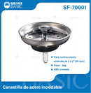 Coladera Canastilla de Acero Inoxidable para Drenaje de Fregador. Canasta de Desagüe Estándar 90mm.