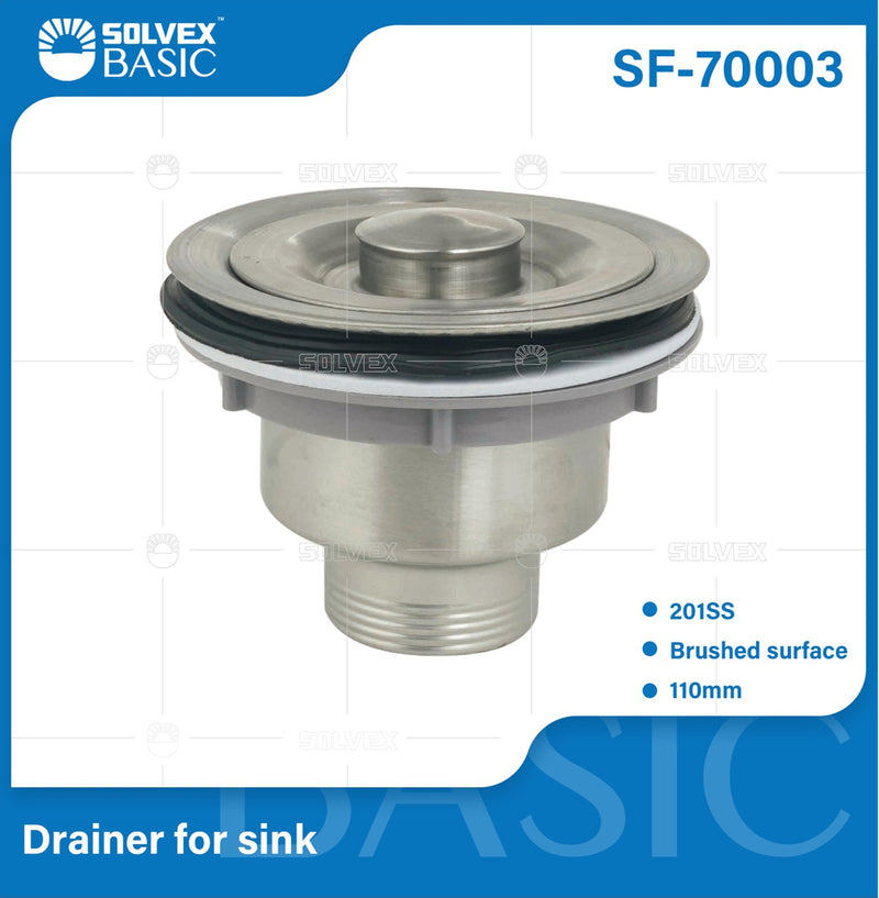 Desagüe Para Fregador 110mm En Acero Inoxidable. Drenaje Con Coladera Acabado Cepillado.