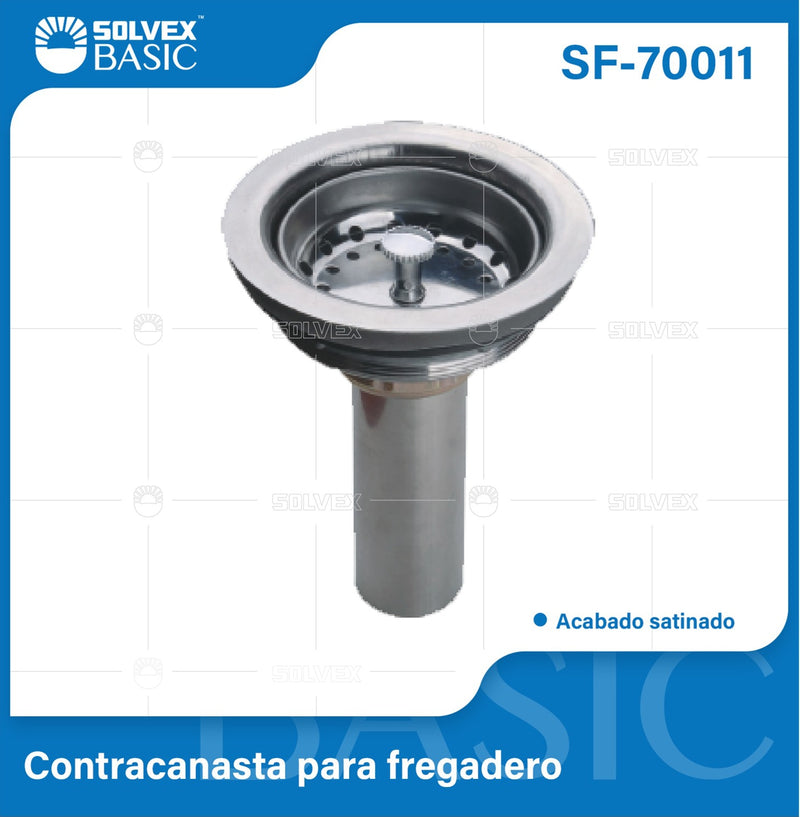 Desagüe para Fregador con Coladera. Drenaje de Acero Inoxidable Acabado Satinado.