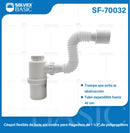 Trampa Sifón Botella para Fregador 1 1/2". Tubo Flexible Expandible 42cm. Drenaje Ajustable.
