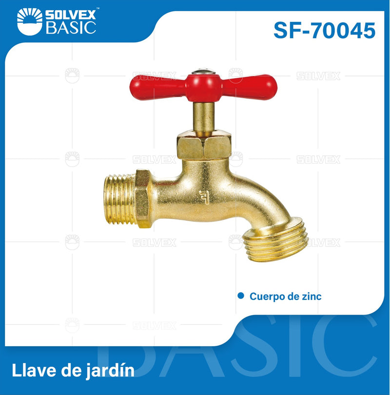 Llave de Agua con Rosca para Manguera 1/2" y 3/4". Pluma Grifo para Uso en Jardín y Tomas de Agua.