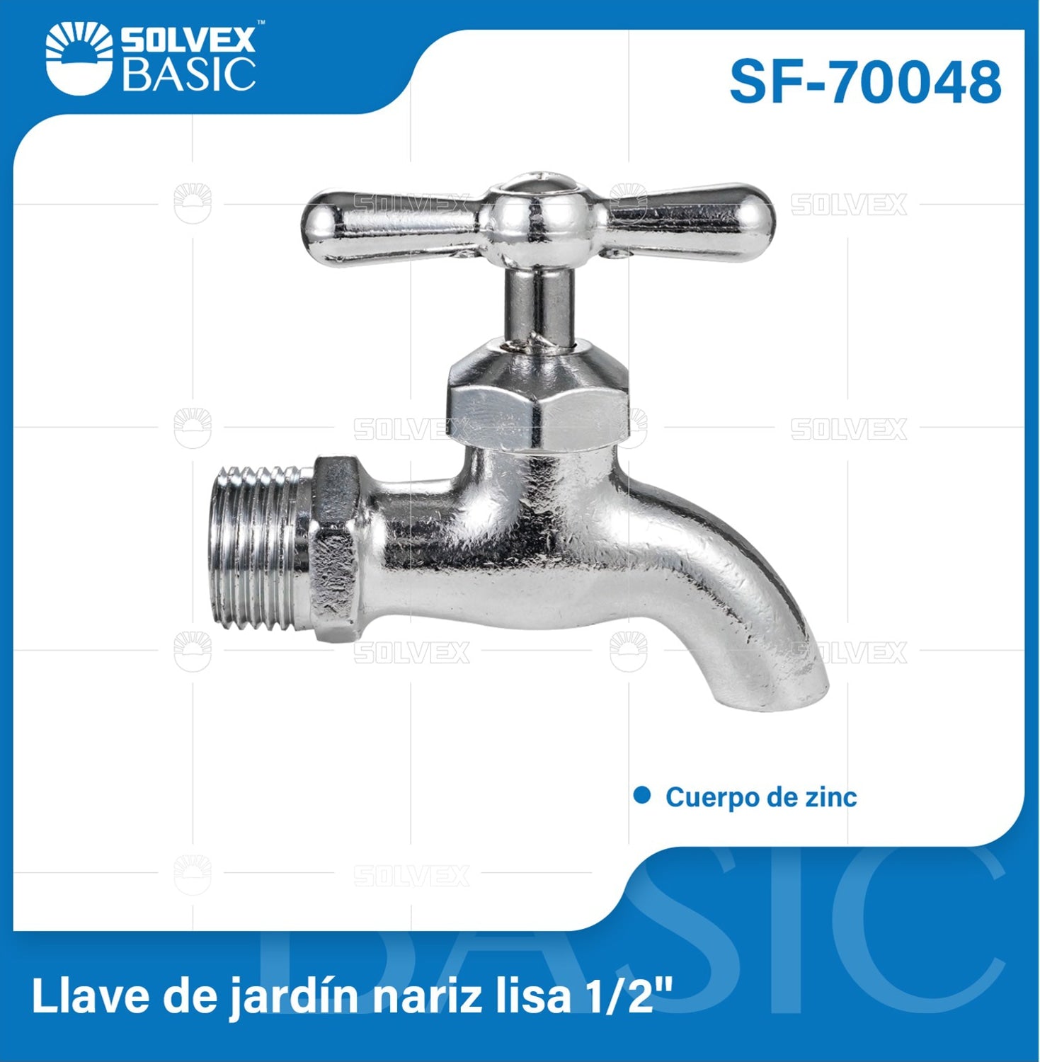Llave de Agua para Jardín 1/2" Nariz Lisa. Pluma Grifo Exterior de Zinc Cromado sin rosca.