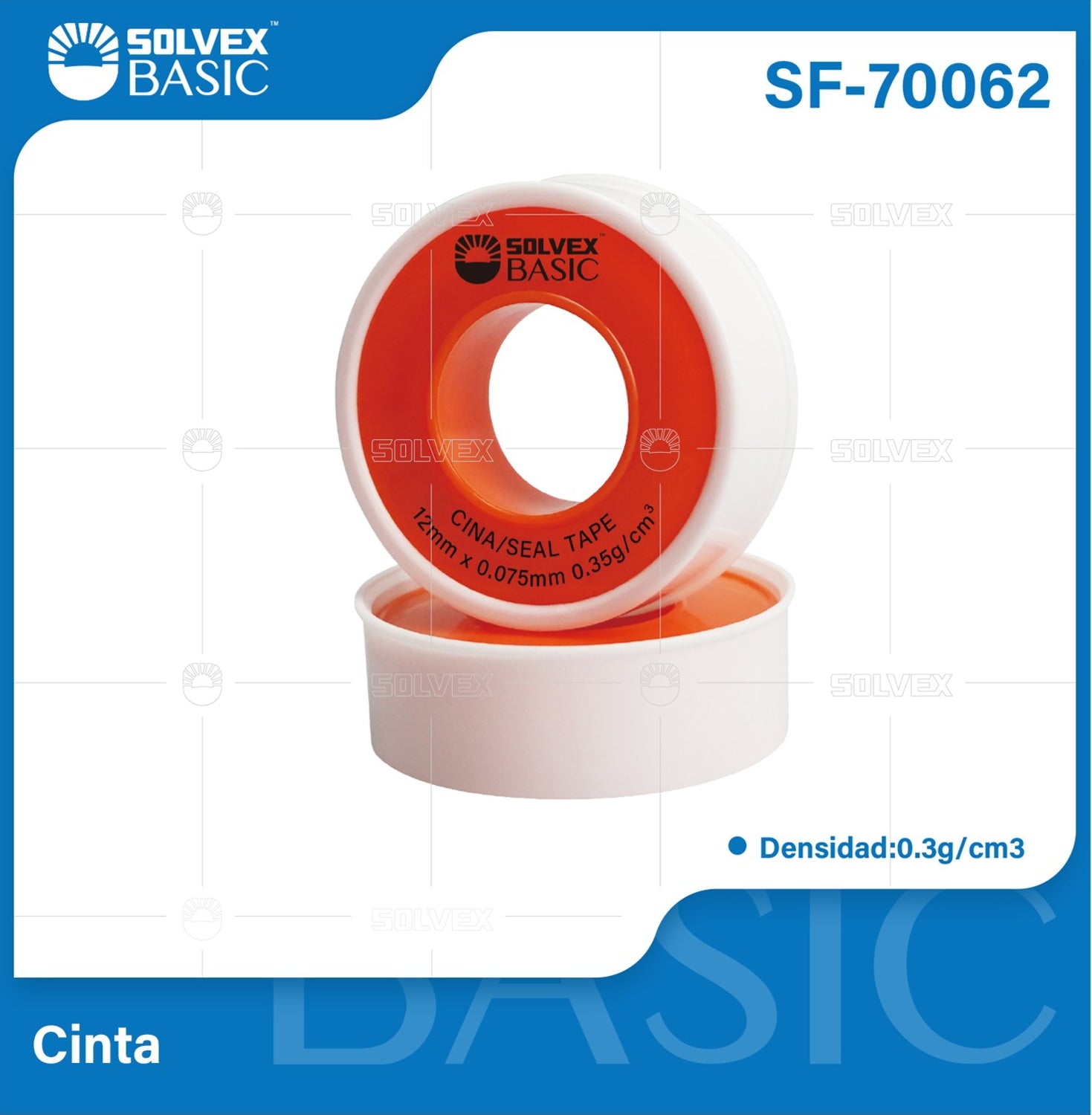 Cinta de Teflón 1/2" x 7m. Sellador de conexiones y Roscas. Tape de teflón.