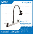 Grifo Mezclador 8" para fregador de Cocina. Pluma Llave Cromada con Cuello Flexible y Doble Función.