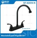 Grifo Mezclador 8" para fregador de Cocina. Pluma Llave con Manijas. Color negro.