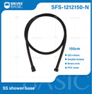 Manguera Flexible de Ducha Negra 150cm. Repuesto Universal para Regadera Teléfono de acero inoxidable.