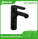 Llave de Lavamanos Individual. Grifo para Lavabo de zinc. Color negro. Pluma Agua Fría y Caliente.