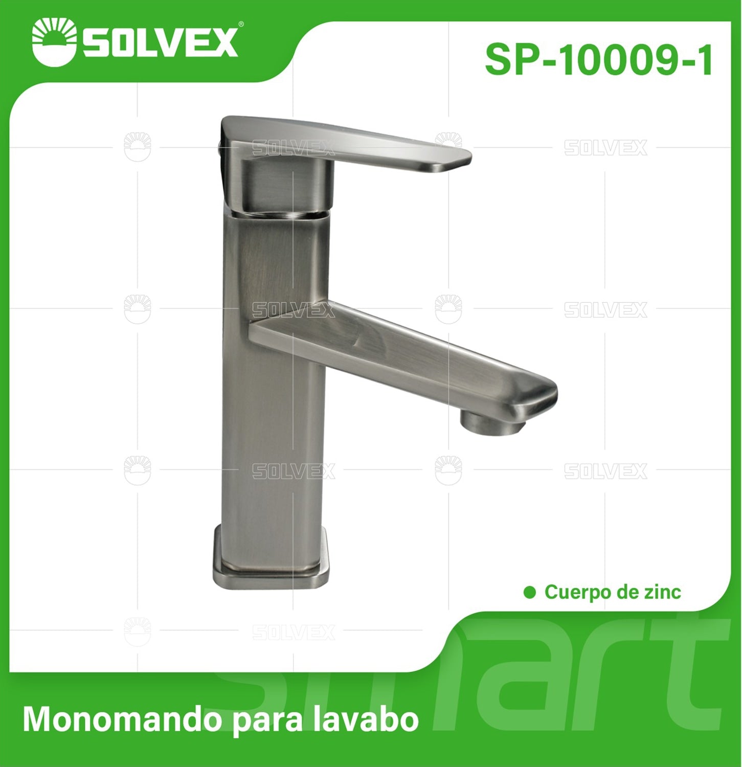 Llave de Lavamanos Individual. Grifo para Lavabo de zinc satinado. Pluma para Agua Fría y Caliente.
