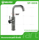 Llave de Lavamanos Individual Alta. Acabado Satinado. Grifo para Lavabo. Boquilla con Rotación de 360°.