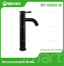 Llave de Lavamanos Individual. Color negro. Grifo para Lavabo. Pluma Agua Fría y Caliente. Acero Inoxidable.