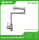 Grifo de fregador. Acabado Cepillado. Acero Inoxidable. Pluma Llave Mezcladora para Cocina. Brazo Articulado de Doble Sección.