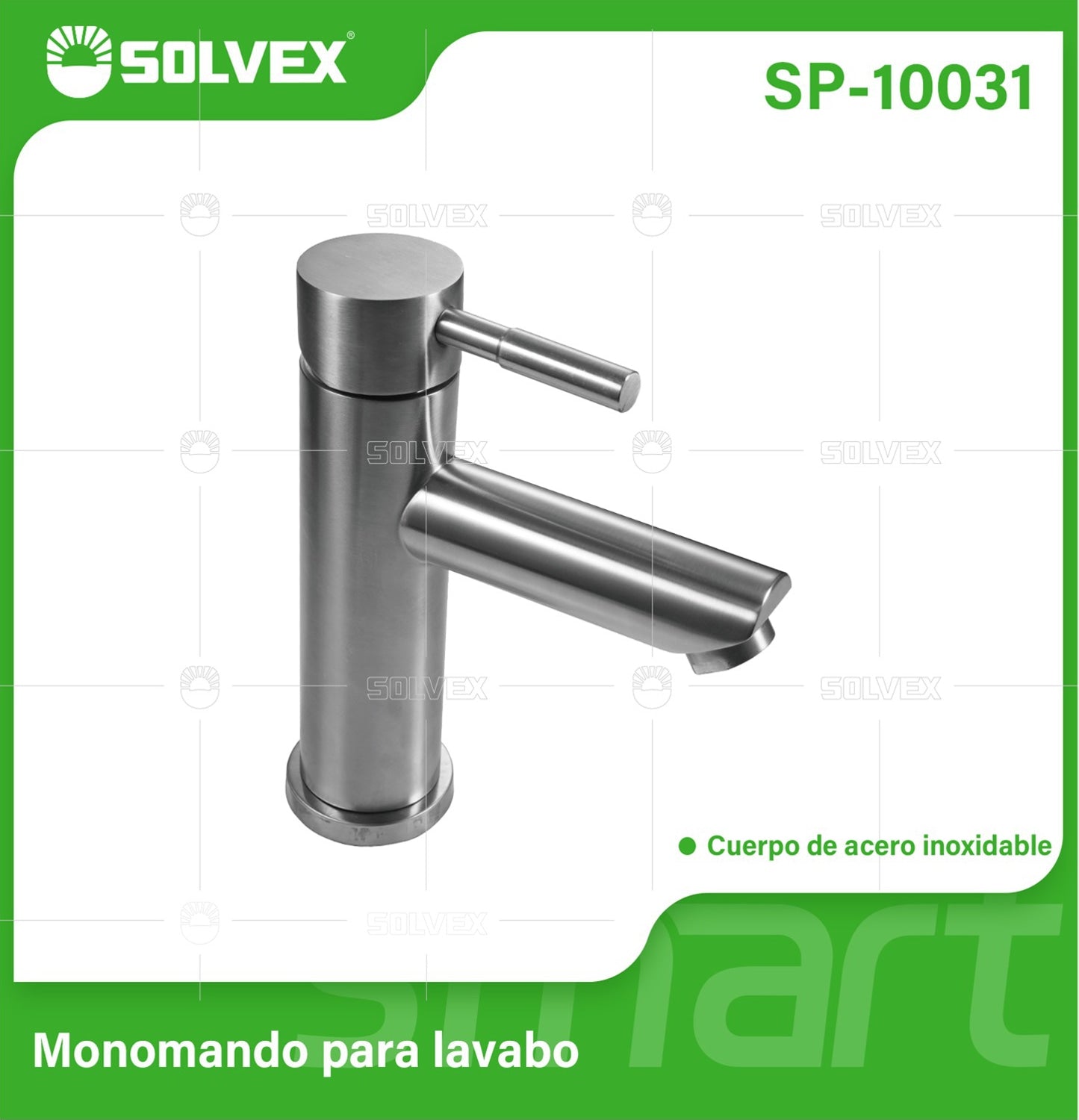 Llave de Lavamanos Individual. Acabado satinado. Grifo para Lavabo. Pluma Agua Fría y Caliente. Acero Inoxidable.