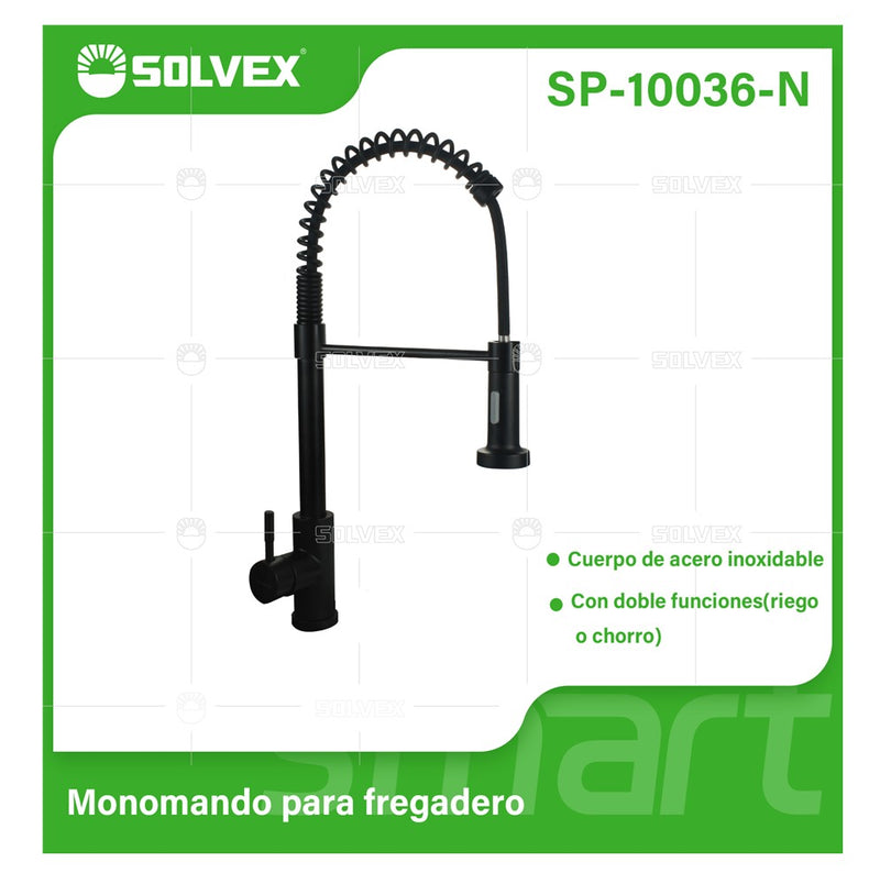 Grifo de fregador con Manguera Extensible de 1,5 m y Doble Función. Pluma Llave Mezcladora para Cocina. Incluye Panel de 20 cm.