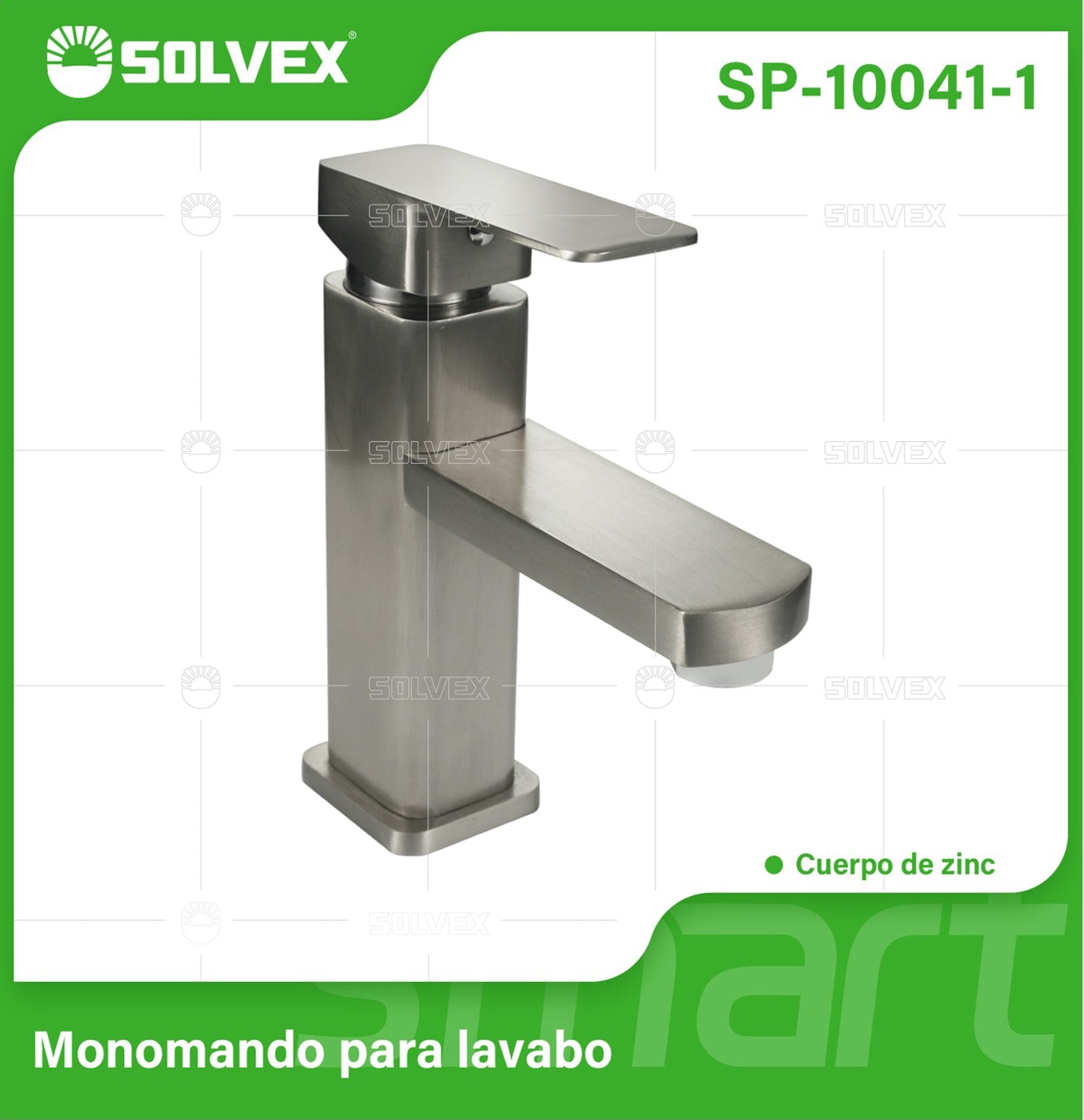 Llave de Lavamanos Individual satinado. Grifo para Lavabo de zinc. Pluma Agua Fría y Caliente. Diseño cuadrado moderno.