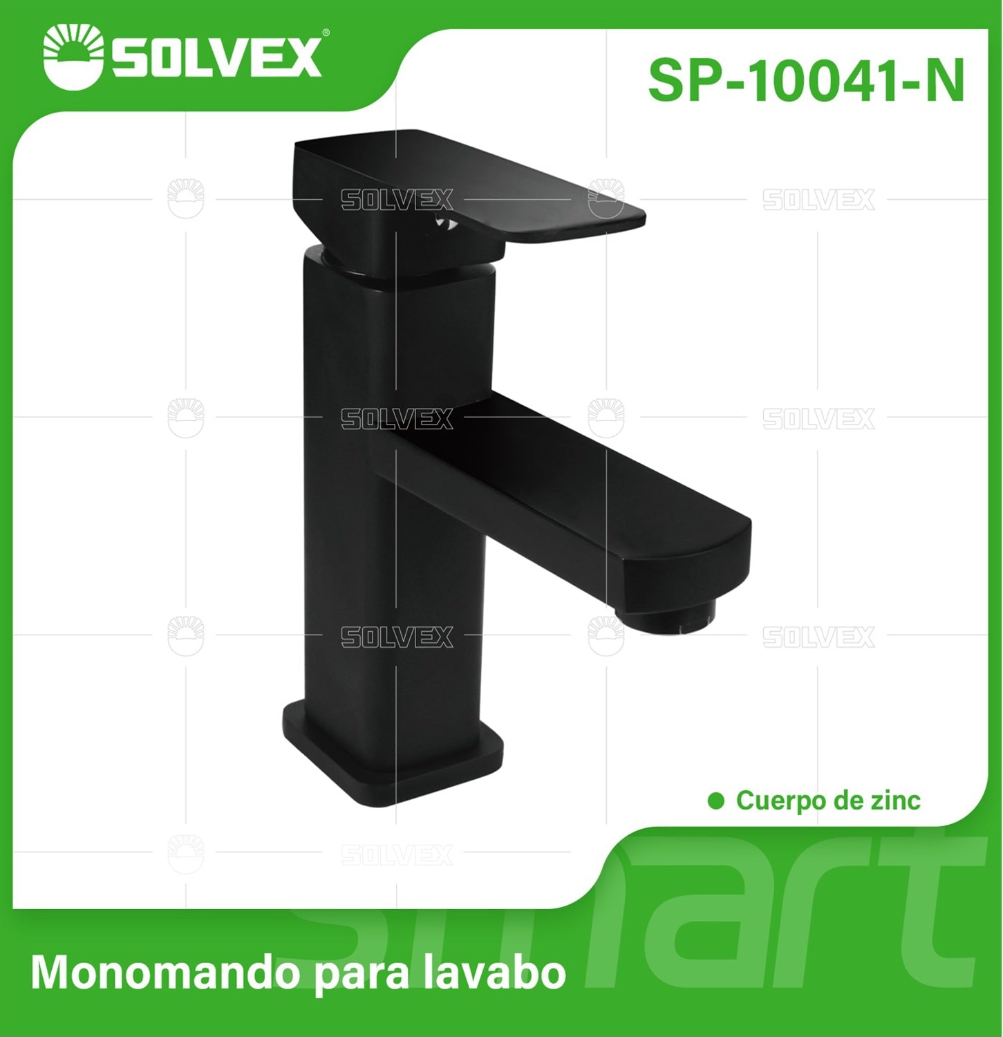Llave de Lavamanos Individual. Grifo para Lavabo. Pluma Agua Fría y Caliente. Diseño cuadrado moderno en color negro.