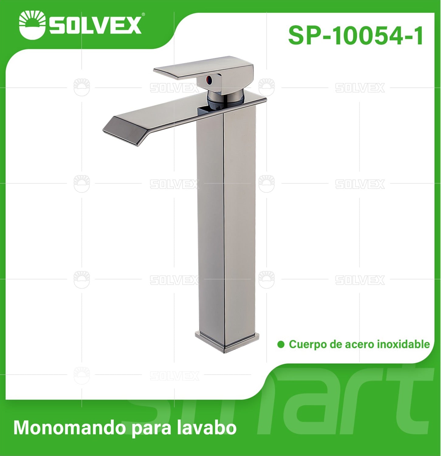 Llave de Lavamanos Individual Alta. Acabado satinado. Grifo para Lavabo. Pluma Agua Fría y Caliente.
