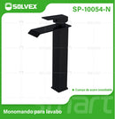 Llave de Lavamanos Individual Alta. Color negro. Grifo para Lavabo. Pluma Agua Fría y Caliente.