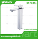 Llave de Lavamanos Individual Alta. Color Cromado Brillante. Grifo para Lavabo. Pluma Agua Fría y Caliente.