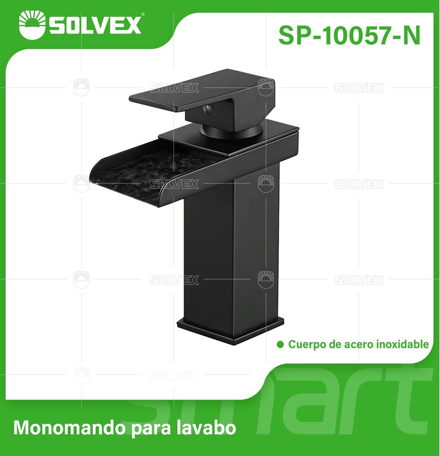 Llave de Lavamanos Individual. Color negro. Grifo para Lavabo. Pluma Agua Fría y Caliente Tipo Cascada.