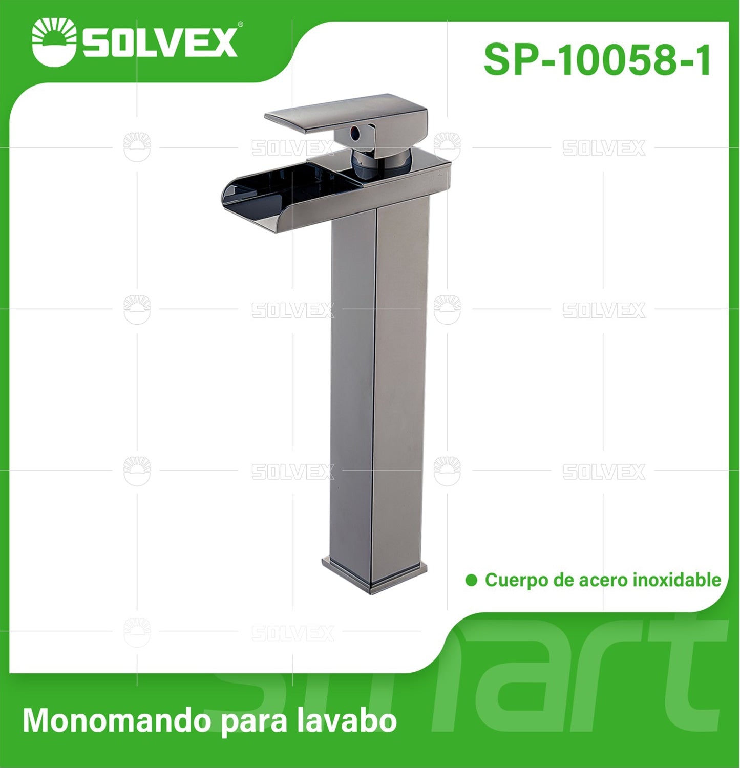 Llave de Lavamanos Individual Alta. Acabado satinado. Grifo para Lavabo. Pluma Agua Fría y Caliente.